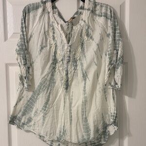 Vintage America Cream and Sage Green Blouse